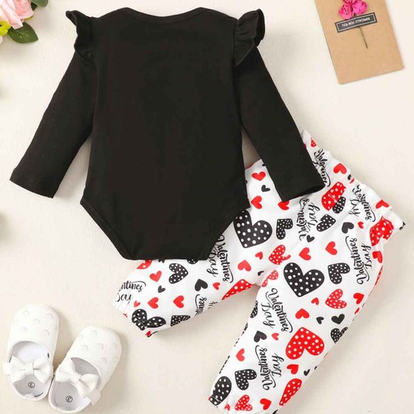 BABY GIRL GRAPHIC BODYSUIT AND HEART PRINT PANTS SET - Picture 7 of 8